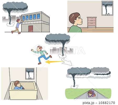 竜巻対策 5種のイラスト素材