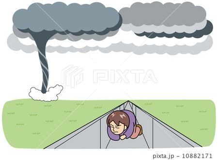 竜巻対策_建物がない場合は低い場所に 10882171
