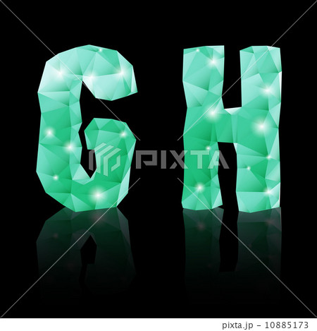 Emerald green polygonal font Emerald green polygonal font 10885173