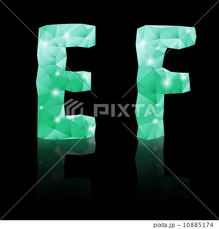 Emerald green polygonal font Emerald green polygonal font 10885174