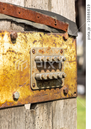 Rusty Security Lock at the Old Wooden Door 10886819