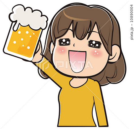 ビールで乾杯する女性のイラスト素材