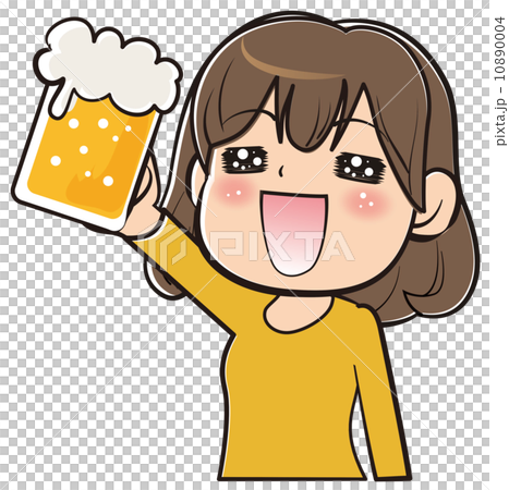 ビールで乾杯する女性のイラスト素材