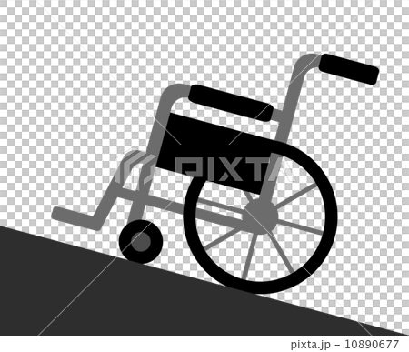 坂を上る車椅子のイラスト素材 坂を上る車椅子のイラスト素材