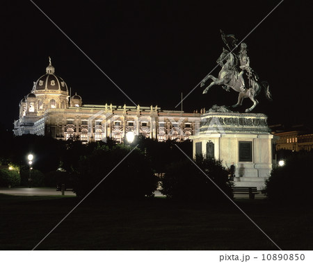 カール大公騎馬像と自然史博物館と美術史美術館 10890850