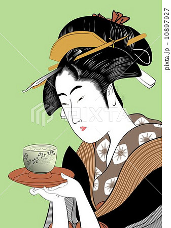 お茶美人のイラスト素材