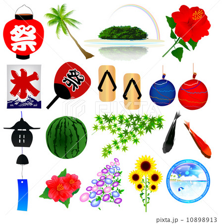 夏 海 アイコンのイラスト素材 1013