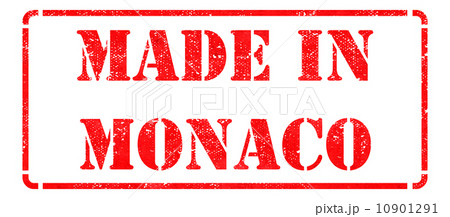 Made in Monako - inscription on Red Rubber Stamp. 10901291