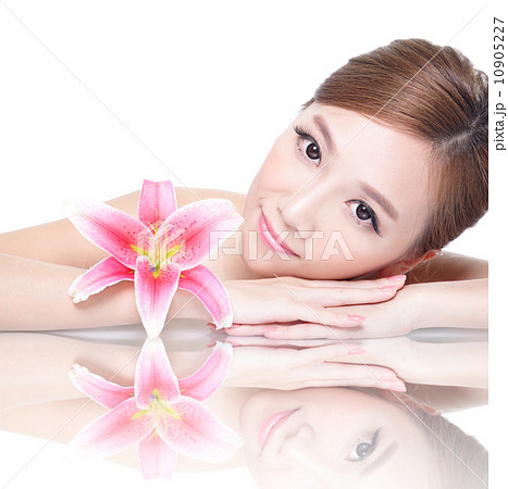 beauty woman face with flower beauty woman face with flower 10905227