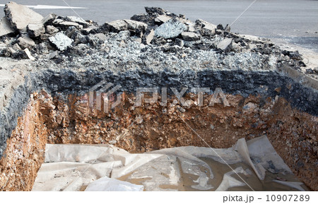 Layer soil beneath asphalt cement concrete 10907289