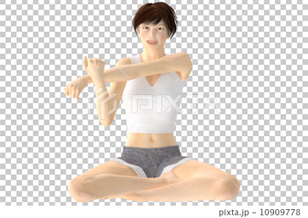 少婦坐地板舒展綜合性背景透明png例證材料 10909778