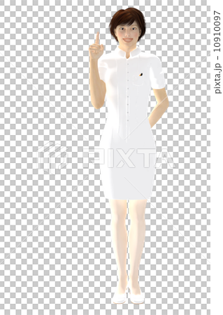 指差しする白衣の女性 合成用 背景透過 ３dcg イラスト素材のイラスト素材