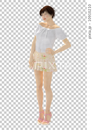 モデルポーズのファッショナブルなショートヘアの女性 合成用背景透過pngイラスト素材のイラスト素材