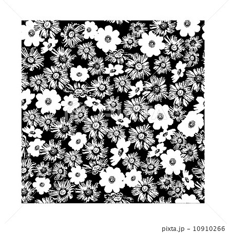 花柄モノクロのイラスト素材 10910266 Pixta