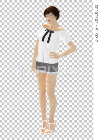 合成姿勢的時興的短髮女性透明png例證材料 10910332