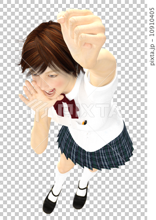 大声で声援を送る女子高生 合成用 背景透過pngイラスト素材 大声で声援を送る女子高生 合成用 背景透過pngイラスト素材 10910405