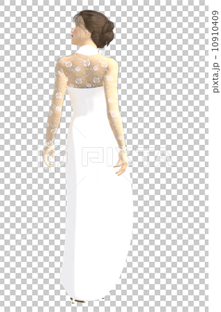 合成背景透明png例證材料的白長的禮服婦女 合成背景透明png例證材料的白長的禮服婦女 10910409
