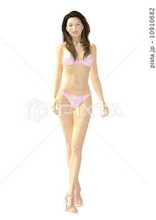 水着のスレンダーな女性 合成用背景透過pngイラスト素材のイラスト素材