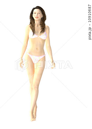 水着のスレンダーな女性 合成用背景透過pngイラスト素材のイラスト素材