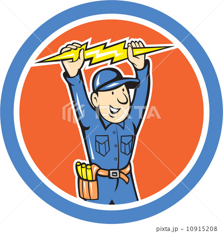 Thunderbolt Toolman Electrician Lightning Bolt Cartoon 10915208