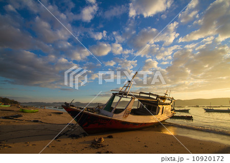 Fish boat at sunrise in Asia 10920172