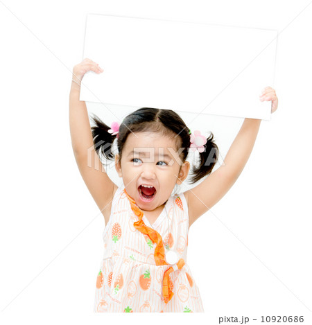The girl holding blank board The girl holding blank board 10920686