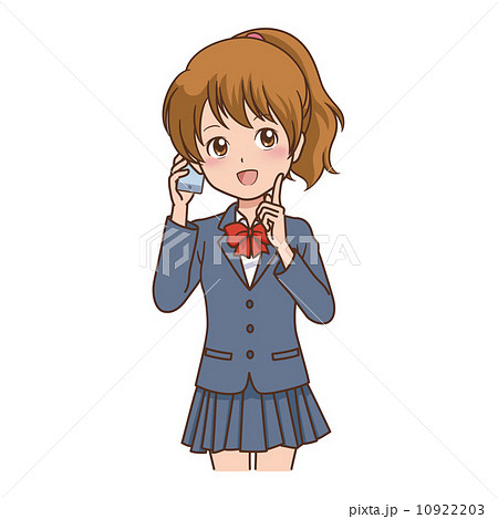 女の子 携帯電話のイラスト素材