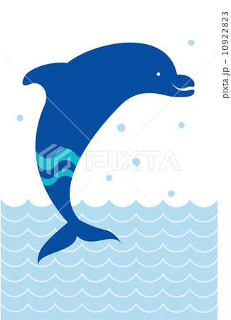 海の上を飛び跳ねるイルカのポストカードのイラスト素材 [10922823