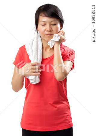 Fitness woman sweating Fitness woman sweating 10923911