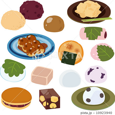 Various Japanese Sweets Stock Illustration