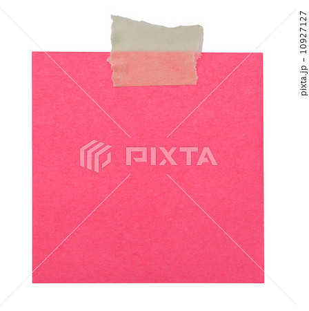 close up of a yellow note paper on white background 10927127