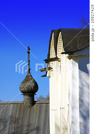 Russia. Old Ladoga. Dome of church sacred great martyr Dmitry Solunskiy  on territory of fortress 10927429