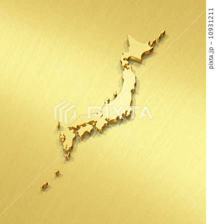 ゴールドの日本地図 白地図のイラスト素材