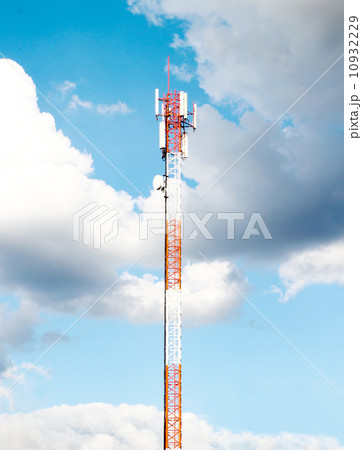 mobile telecommunication tower with sky background mobile telecommunication tower with sky background 10932229