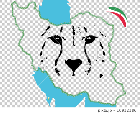 Iran Cheetah Asian Cheetah And Map And Flag Stock Illustration