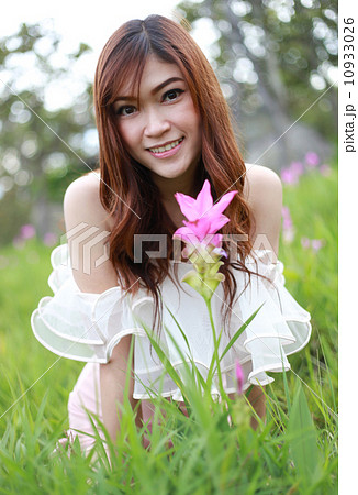 pretty asian woman in siam tulip flower field pretty asian woman in siam tulip flower field 10933026