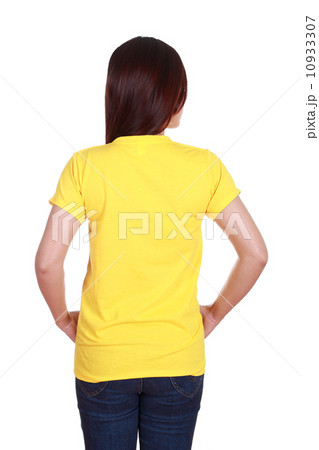 female with blank t-shirt (back side) female with blank t-shirt (back side) 10933307