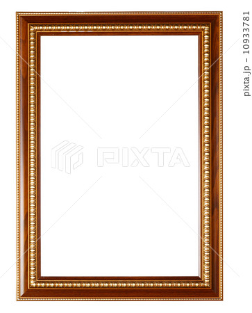 Gold and wood frame on white background 10933781