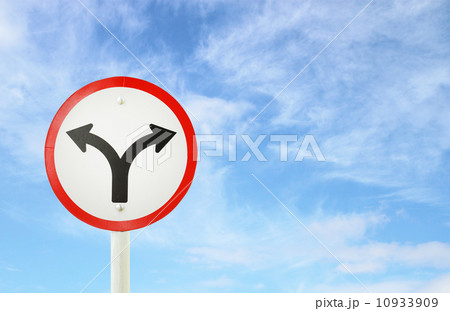 fork junction traffic sign 10933909