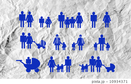 People Family icon Pictogram People on crumpled paper 10934371