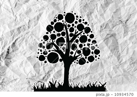 Set of trees with leaves on crumpled paper Set of trees with leaves on crumpled paper 10934570