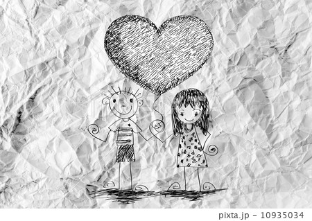 Hearts idea design on crumpled paper 10935034