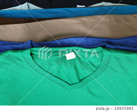 several colorful t-shirts 10935905