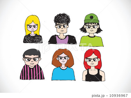 Cartoon faces Set hand drawing illustration 10936967