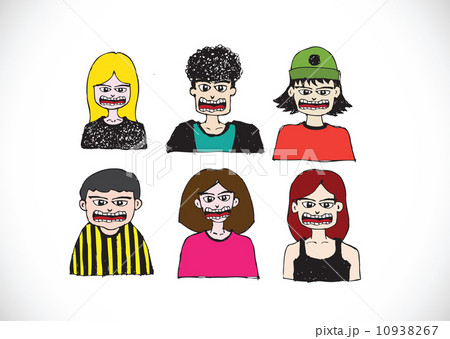 Cartoon faces Set hand drawing illustration Cartoon faces Set hand drawing illustration 10938267