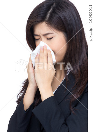 Asian businesswoman sneeze Asian businesswoman sneeze 10939011