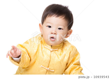 Asia baby boy with golden chinese costume 10939543