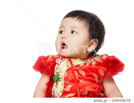 Chinese baby girl looking another side Chinese baby girl looking another side 10940076