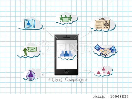 Mobile phone Cloud computing concept with Network contact by pen Mobile phone Cloud computing concept with Network contact by pen 10943832