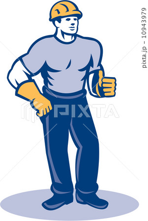 Construction Worker Thumbs Up Retro 10943979